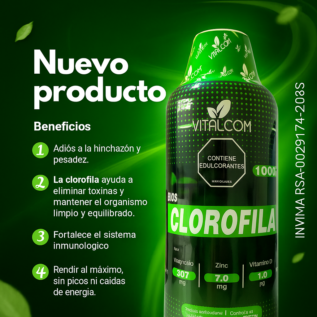 Clorofila Líquida Vitalcom 1000 ml – Más Natural, Más Potente, Más Salud