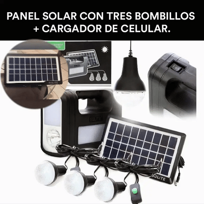 Kit Panel Solar 3 Bombillo Lámpara Led